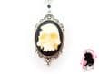 Antique Silver Human Skull Cameo Necklace